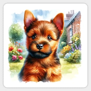 Watercolor Norwich Terrier Puppies - Cute Puppy Sticker